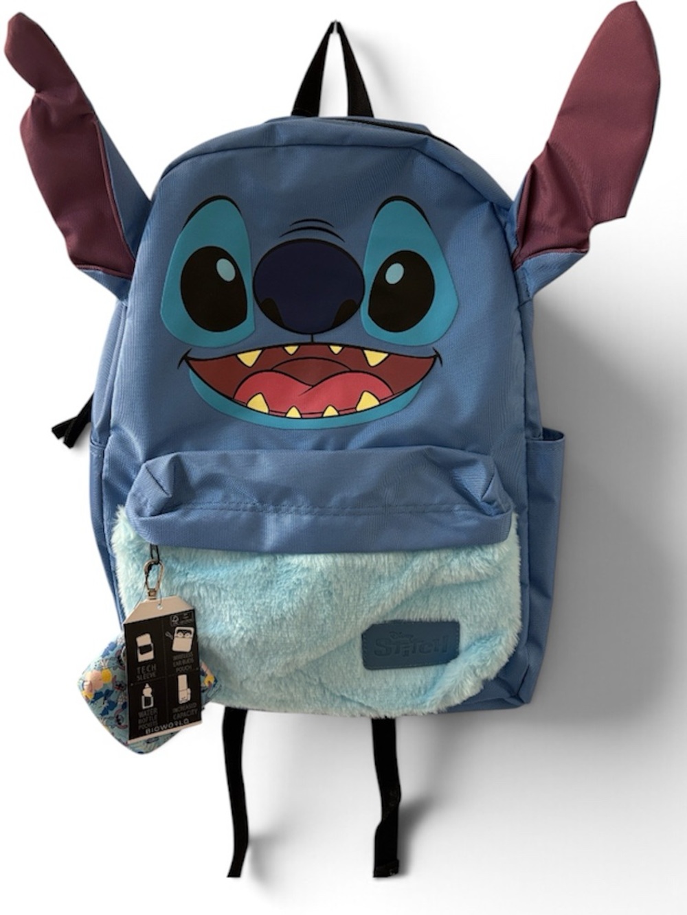 NWT Disney Stitch Fuzzy Full Size Figural Laptop Backpack from Hot Topic